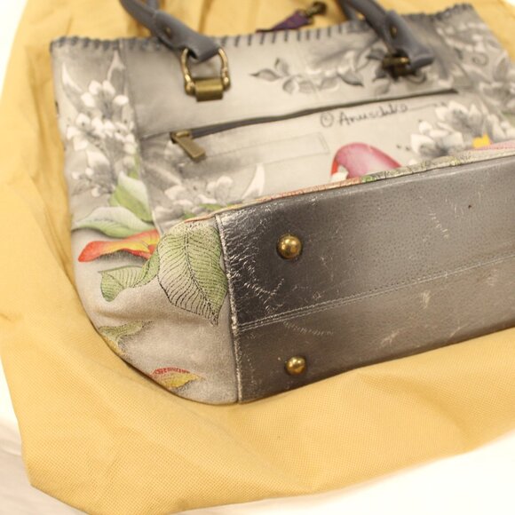 Anuschka Gray and Pink Flamingo Shoulder Bag - Picture 12 of 13
